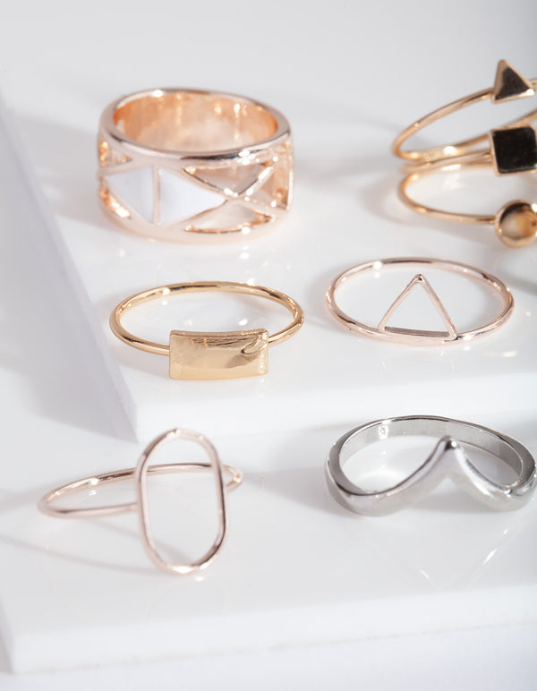 Mixed Metal Shape Cut-Out Ring 8-Pack