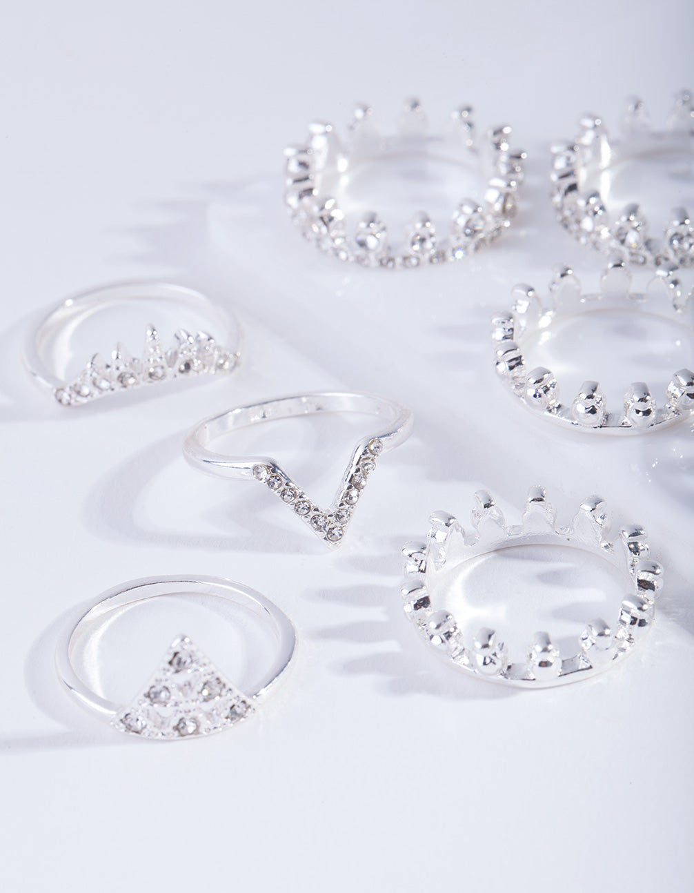 Silver Royal Diamante Ring 8-Pack