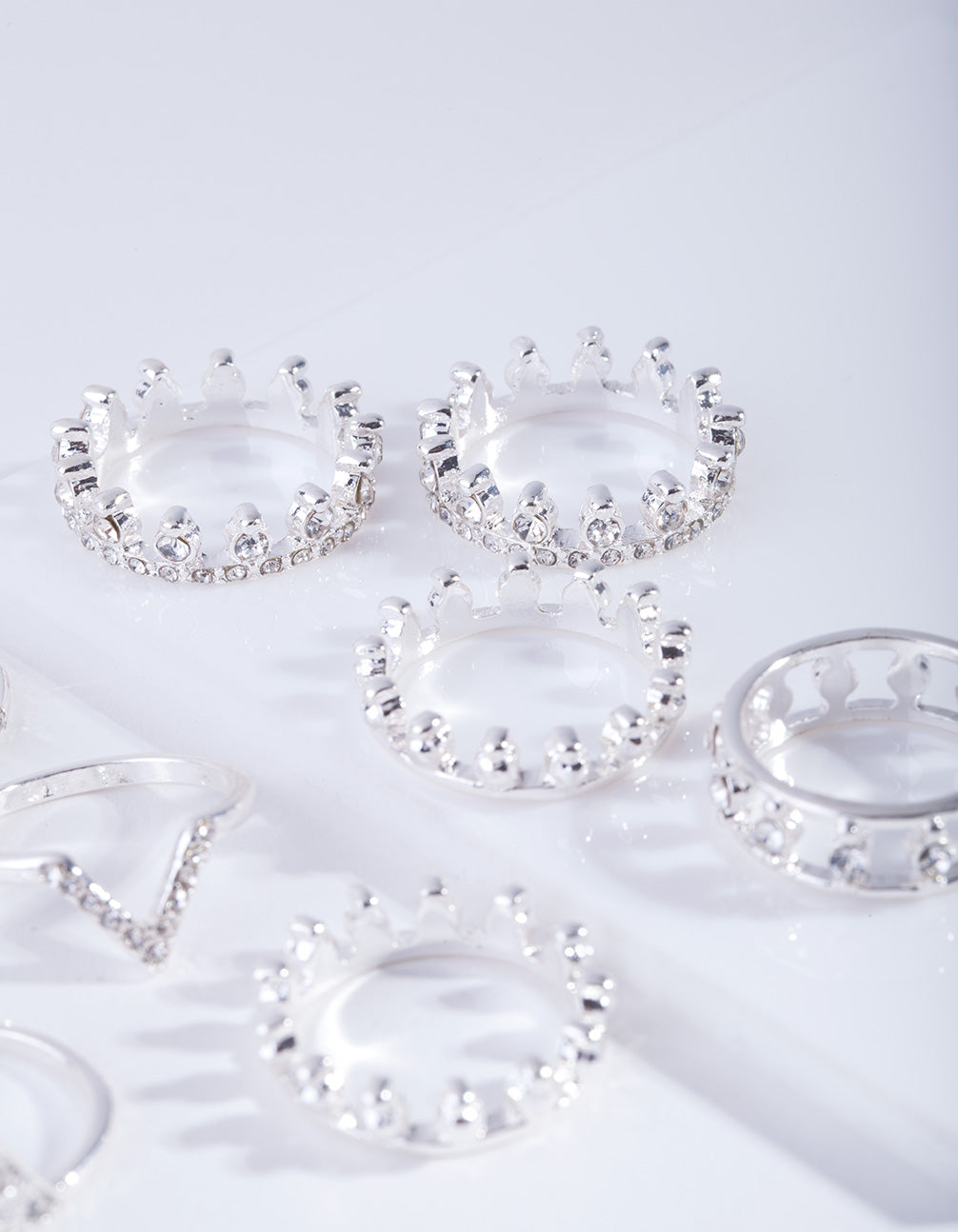 Silver Royal Diamante Ring 8-Pack