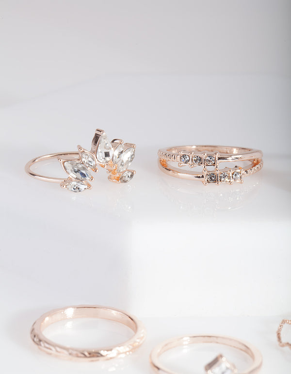 Rose Gold Gem Ring Stack Pack