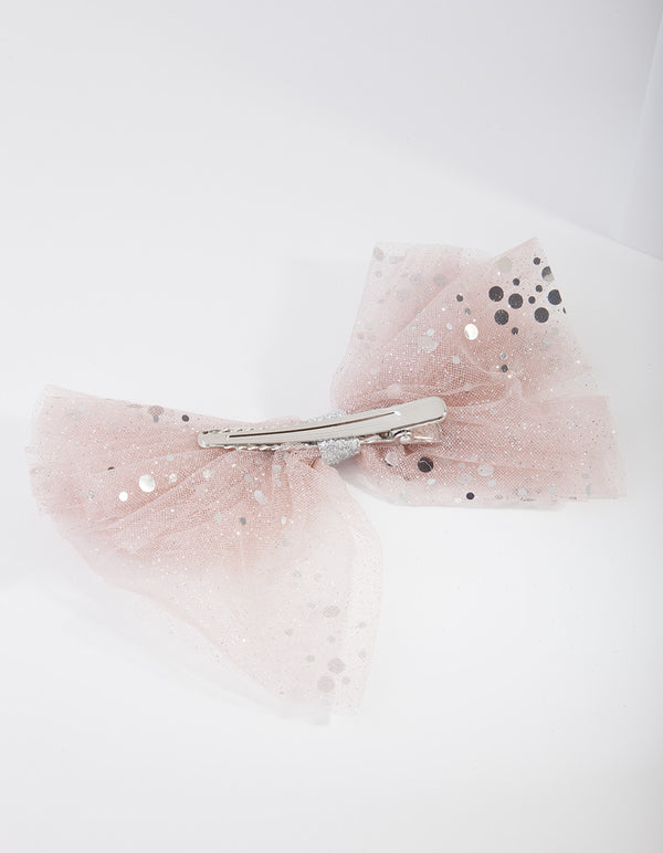 Kids Pink Fabric Tulle Bow