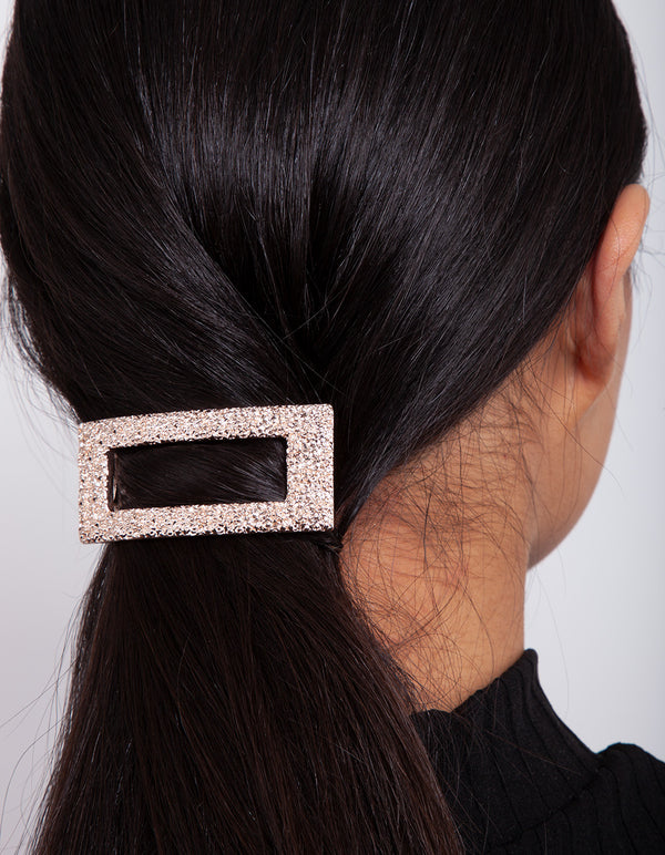 Rose Gold Cut-Out Rectangle Texture Hair Clip