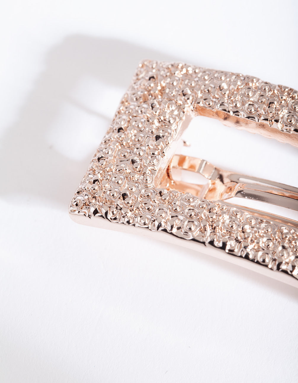 Rose Gold Cut-Out Rectangle Texture Hair Clip