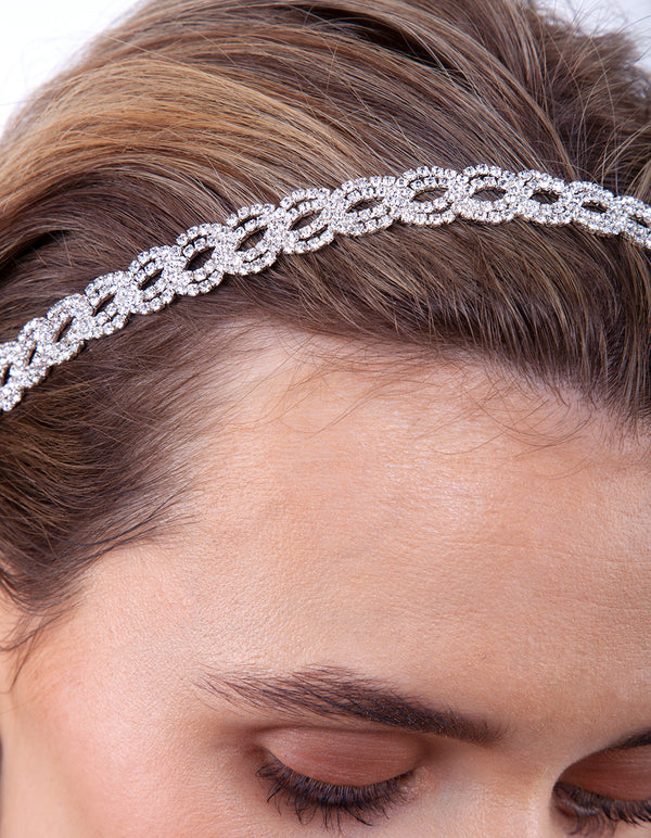 Silver Diamante Loop Stretch Headband