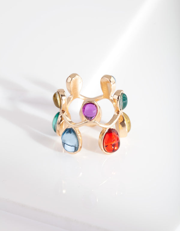 Gold Multi Gem Loop Ring