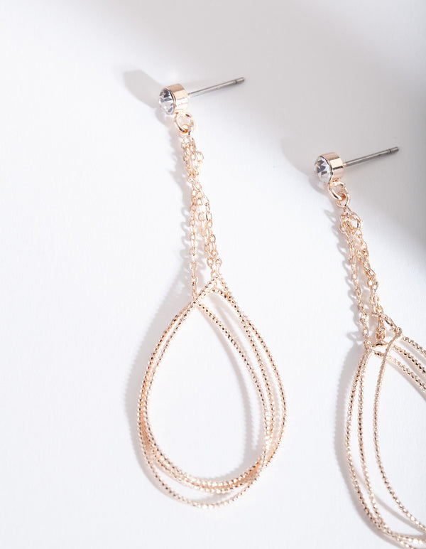Rose Gold Multi Teardrop Earrings