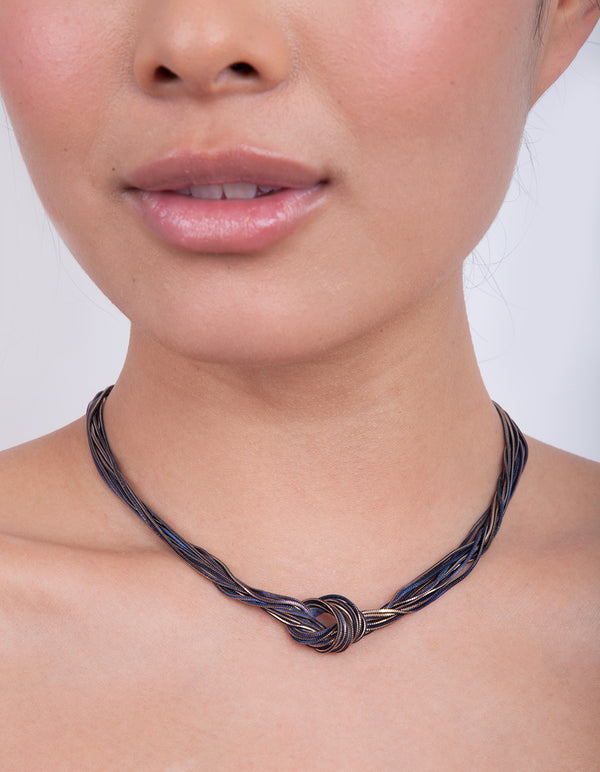 Blue Gold Knot Chain Necklace