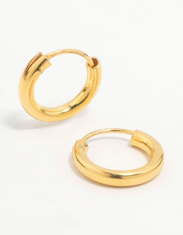 Gold Plated Sterling Silver Large Huggie Earrings