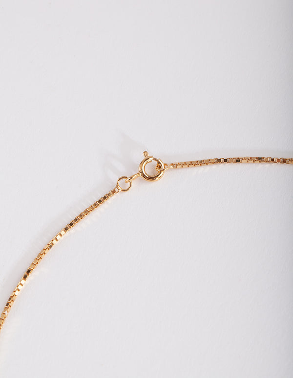 Gold Plated Sterling Silver Box Chain Necklace