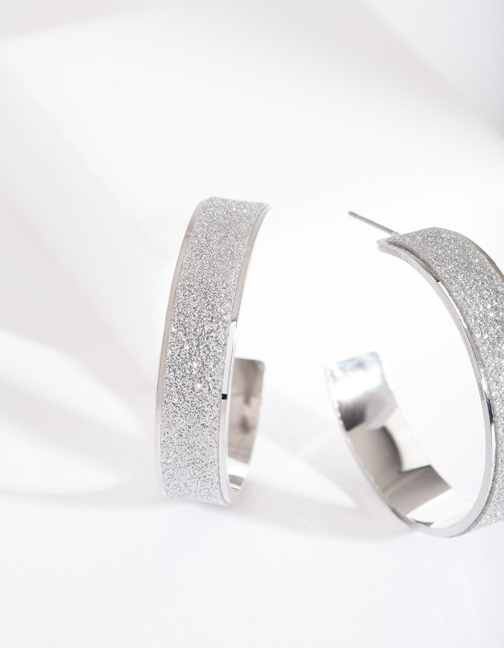 Silver Glitter Wrap Hoop Earrings