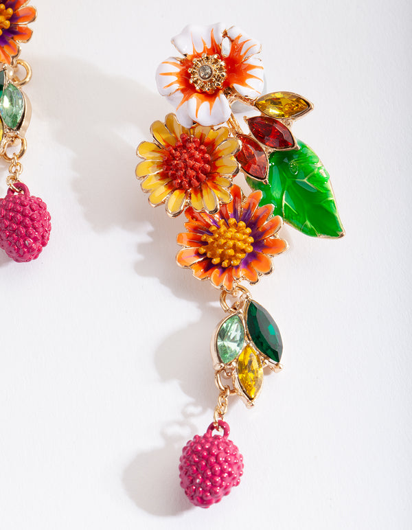 Multi Fruit Flower Earrings