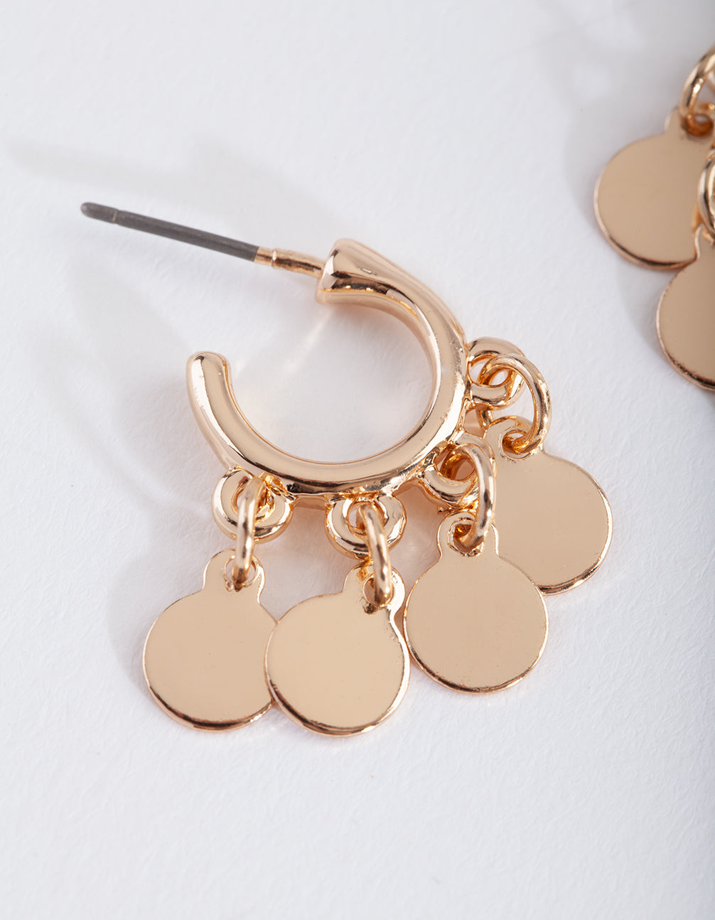 Gold Disc Charm Earrings