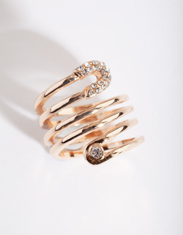 Gold Wrap Safety Pin Ring