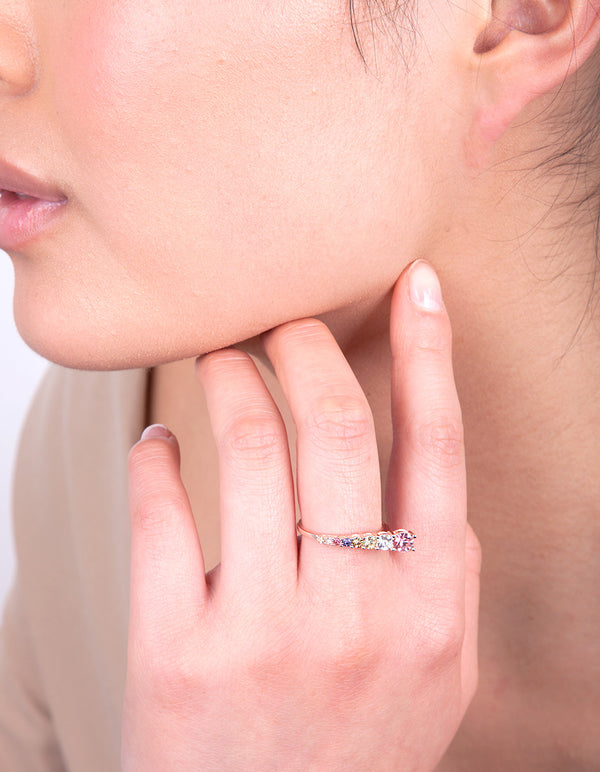 Rose Gold Pastel Rainbow Ring