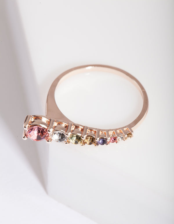 Rose Gold Pastel Rainbow Ring