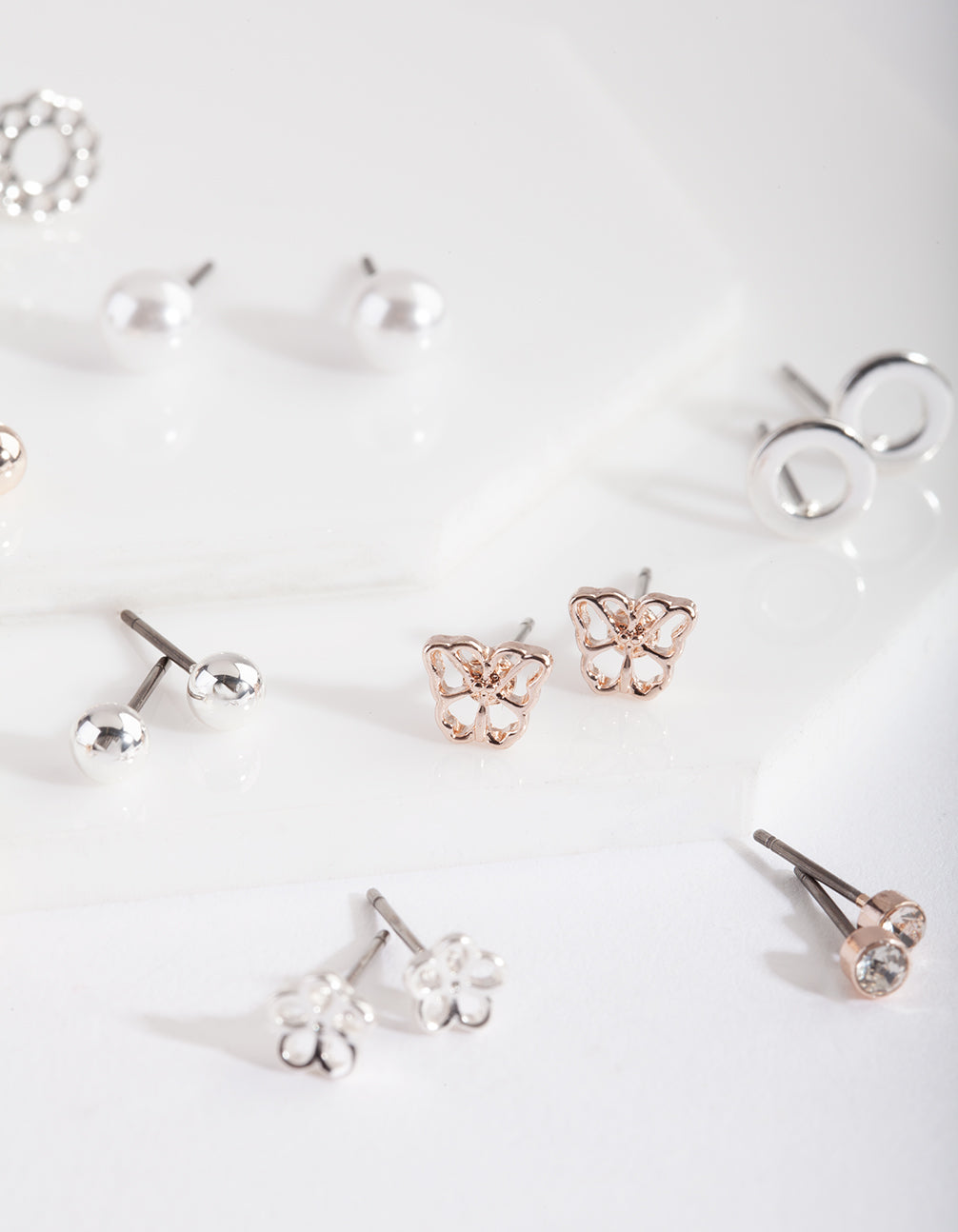 Mixed Metal Butterfly Stud Earring 12-Pack