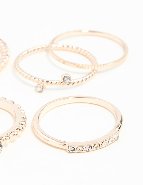 Rose Gold Diamante Band 6-Pack