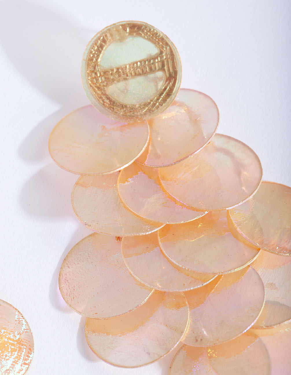Reflective Shell Disc Earrings