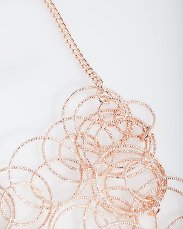 Rose Gold Textured Linked Necklace