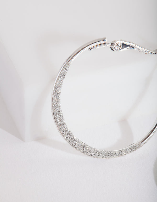 Silver Mini Flat Edge Hoop Earrings