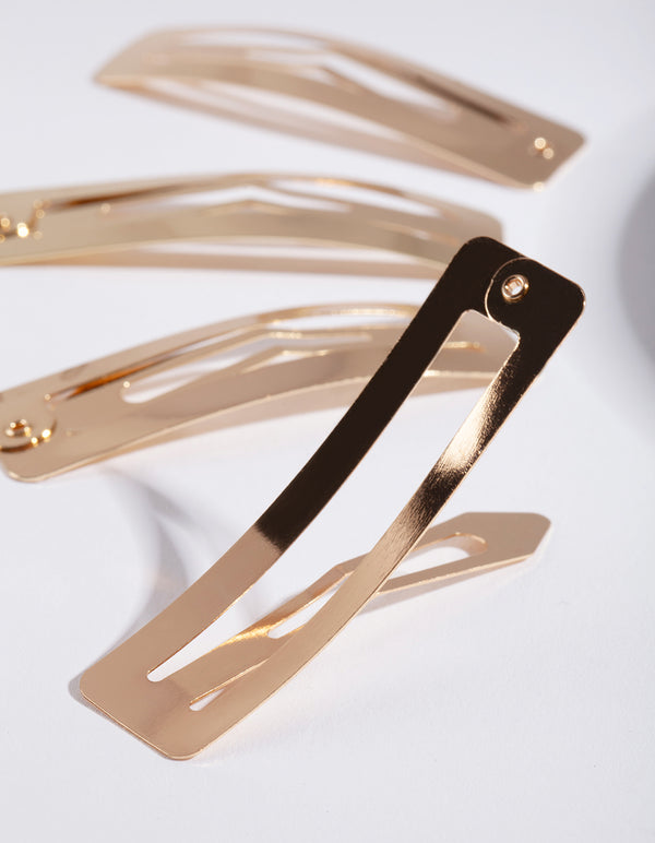 Gold Rectangle Hair Snap 4-Pack