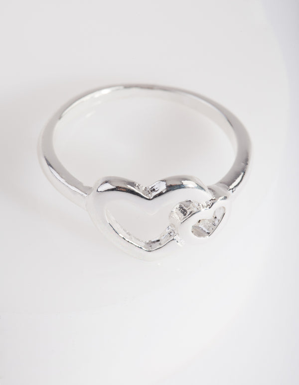 Silver Double Heart Ring
