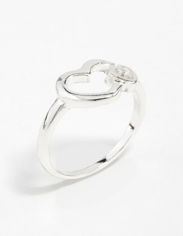 Silver Double Heart Ring