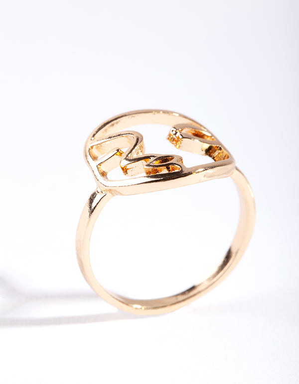Gold Mini Face Ring