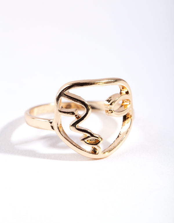 Gold Mini Face Ring