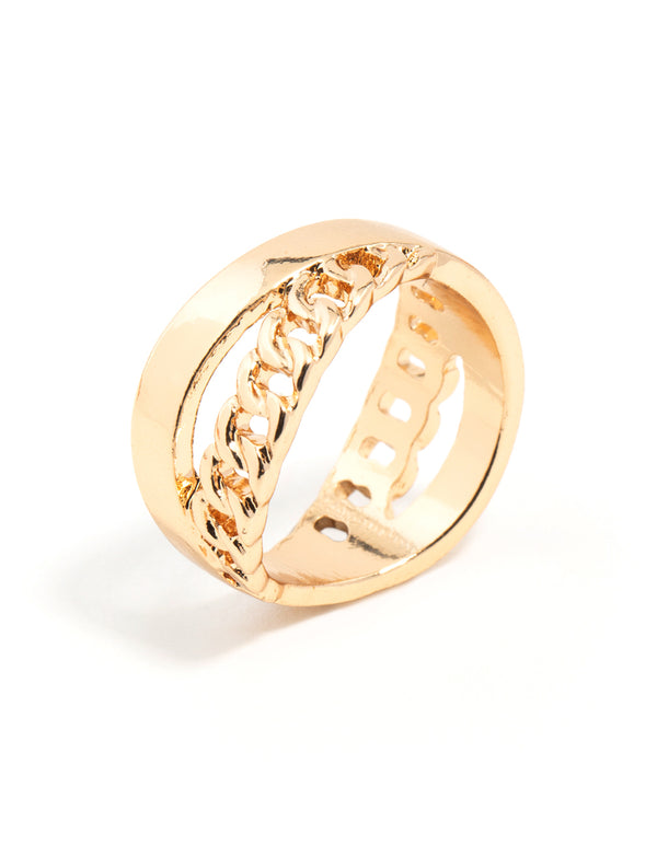 Gold Chain Cross Ring