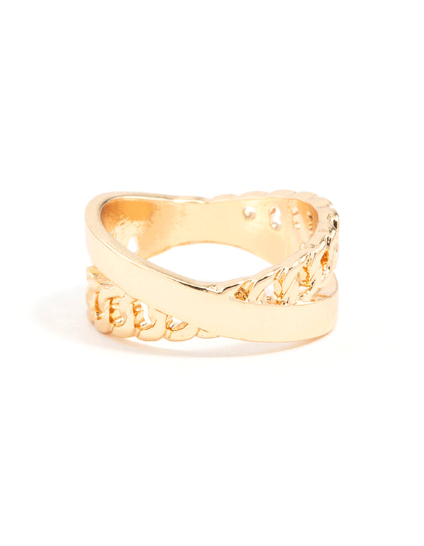Gold Chain Cross Ring