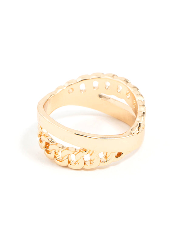 Gold Chain Cross Ring