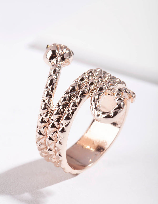 Rose Gold Etched Snake Ring
