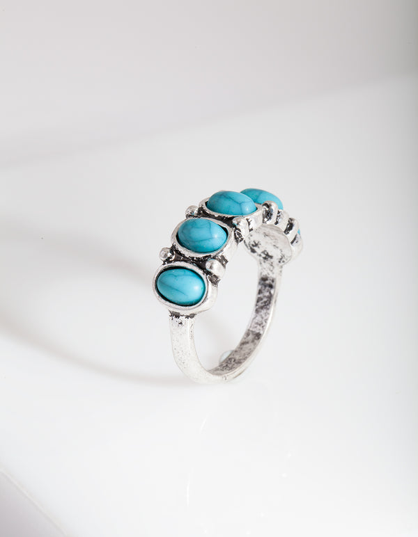 Silver Oval Turquoise Stone Ring