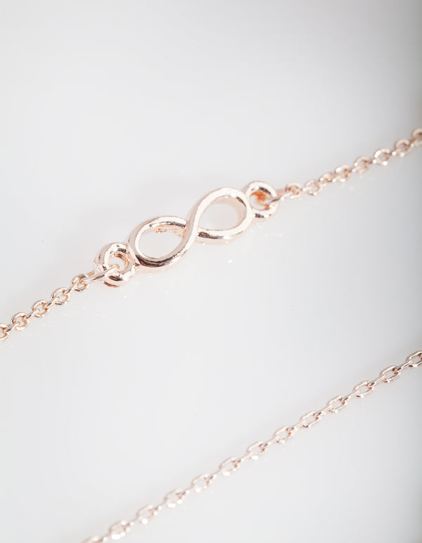 Rose Gold Leaf Infinity Bracelet Anklet 4-Pack