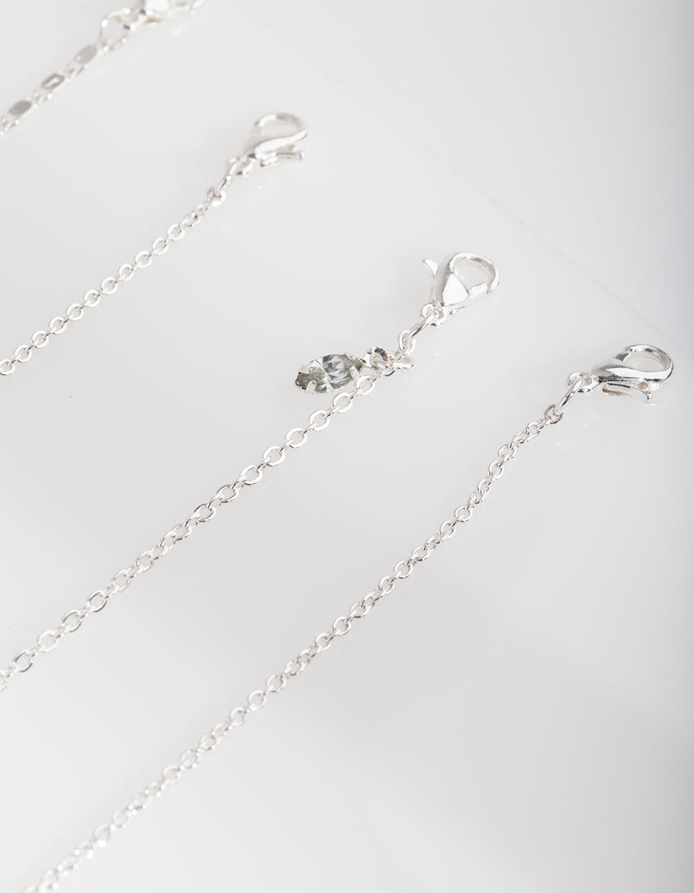 Silver Pin Diamante Anklet Bracelet 4-Pack
