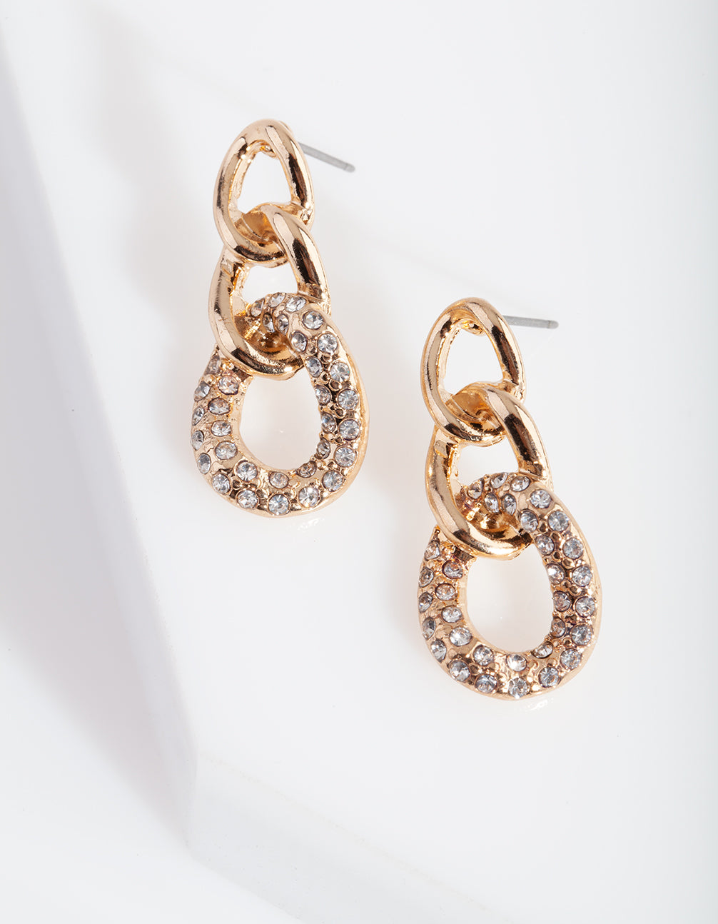Gold Diamante Link Earrings