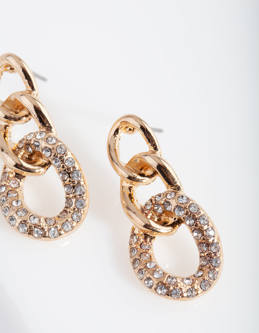 Gold Diamante Link Earrings