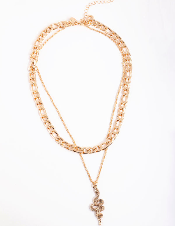 Gold Chain Layer Snake Necklace
