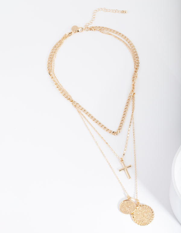 Gold Multi Charm Layered Necklace