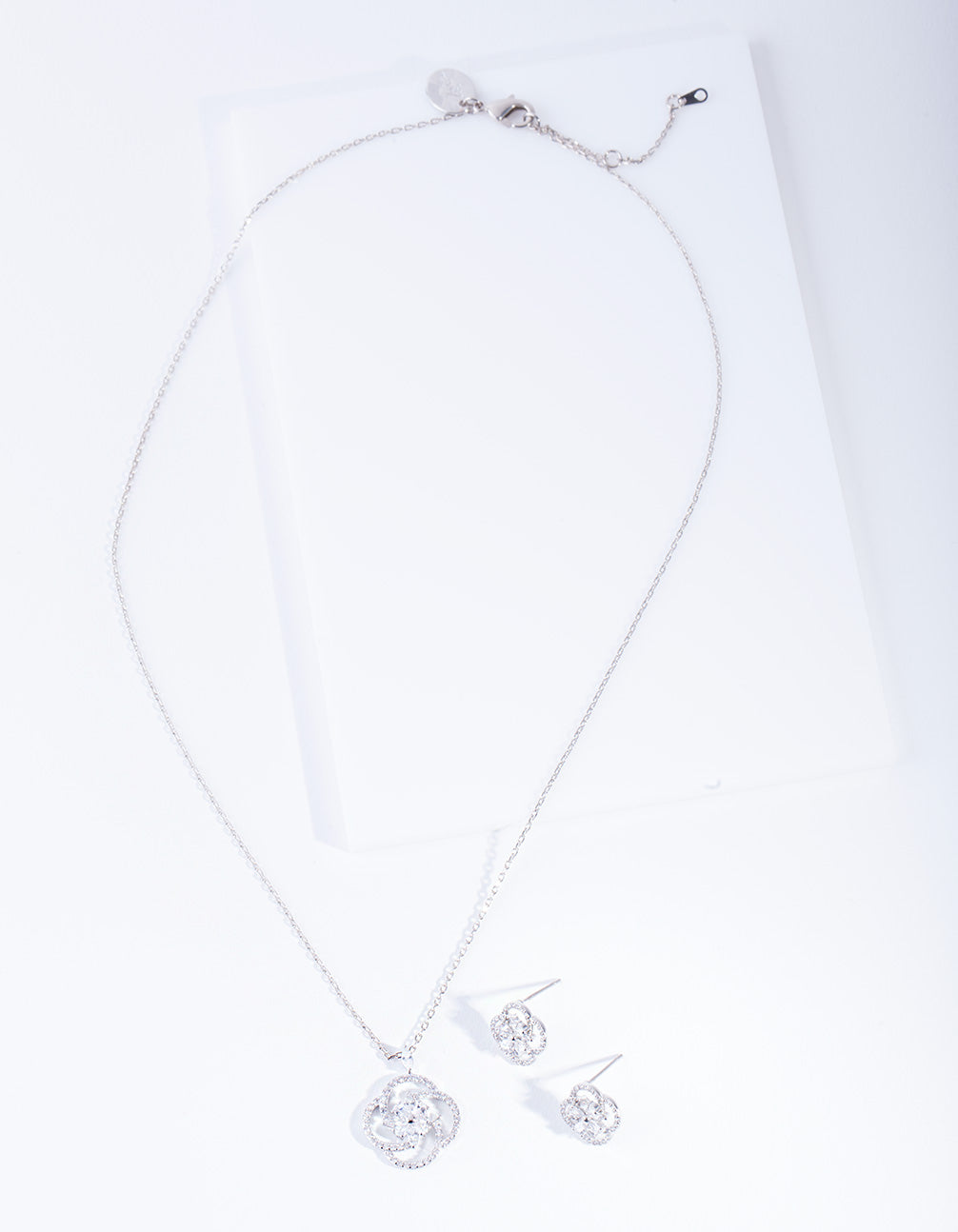 Diamond Simulant Twist Flower Jewellery Set