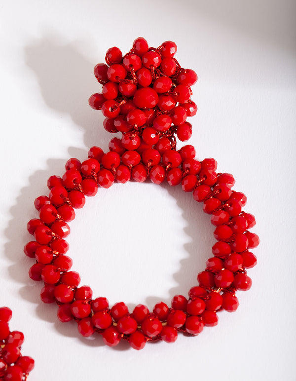 Red Cluster Bead Earrings
