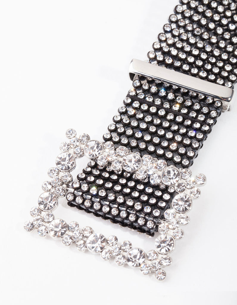 Black Mesh Diamante Belt - Lovisa