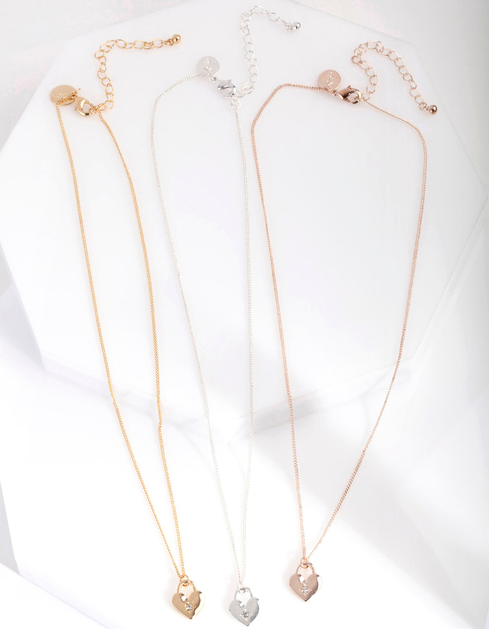 Mixed Metal Love Locks Necklace Pack