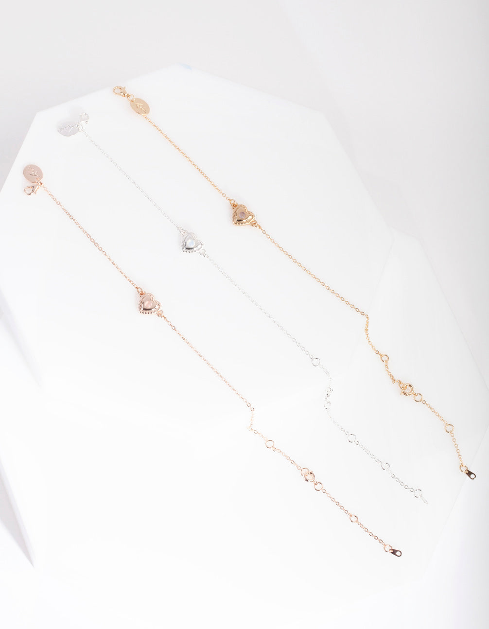 Mixed Metal Pack Semi Precious Heart Bracelet