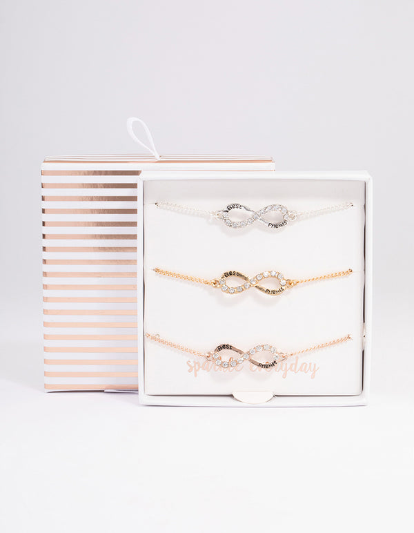 Mixed Metal Best Friends Infinity Bracelet Pack