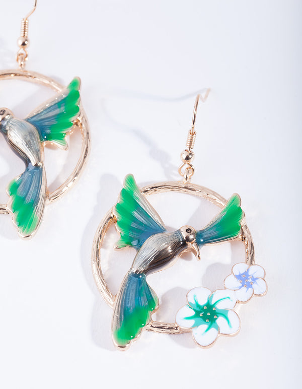 Midnight Wings Out Bird Earrings