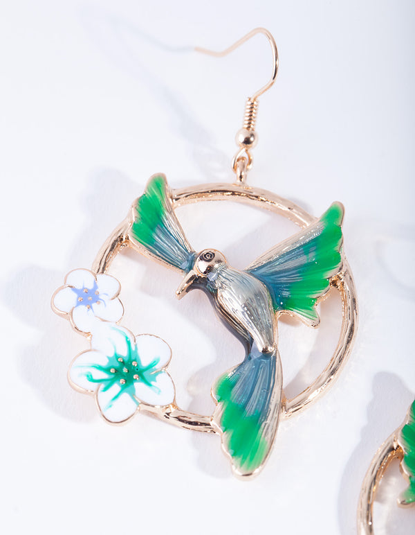 Midnight Wings Out Bird Earrings