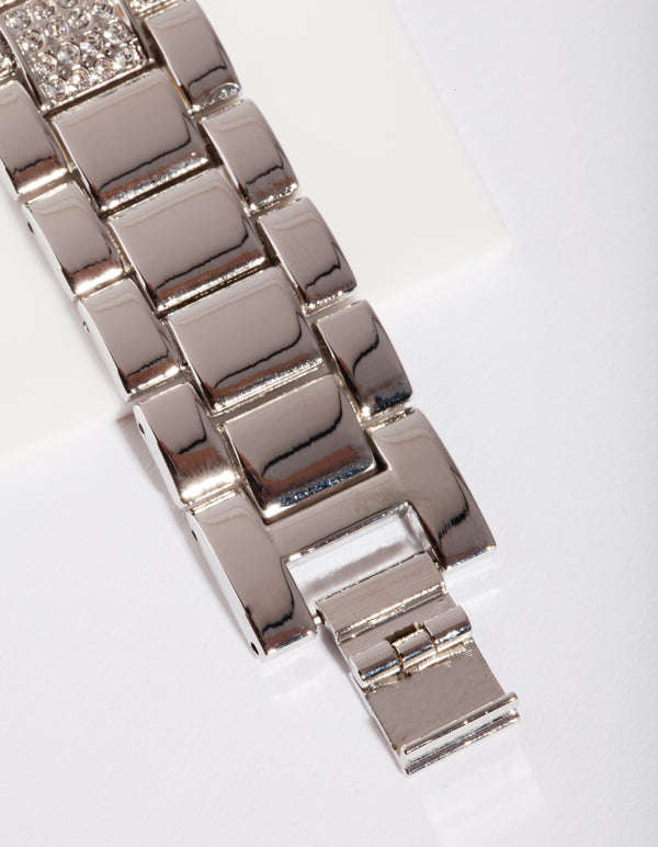 Silver Large Mega Bling Watch
