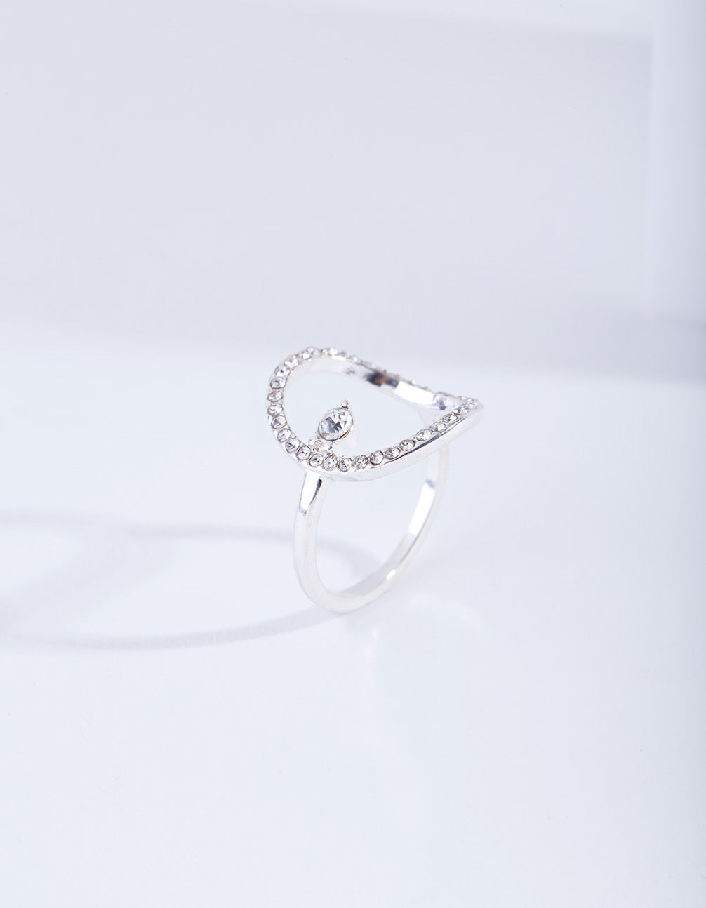 Silver Open Diamante Circle Ring